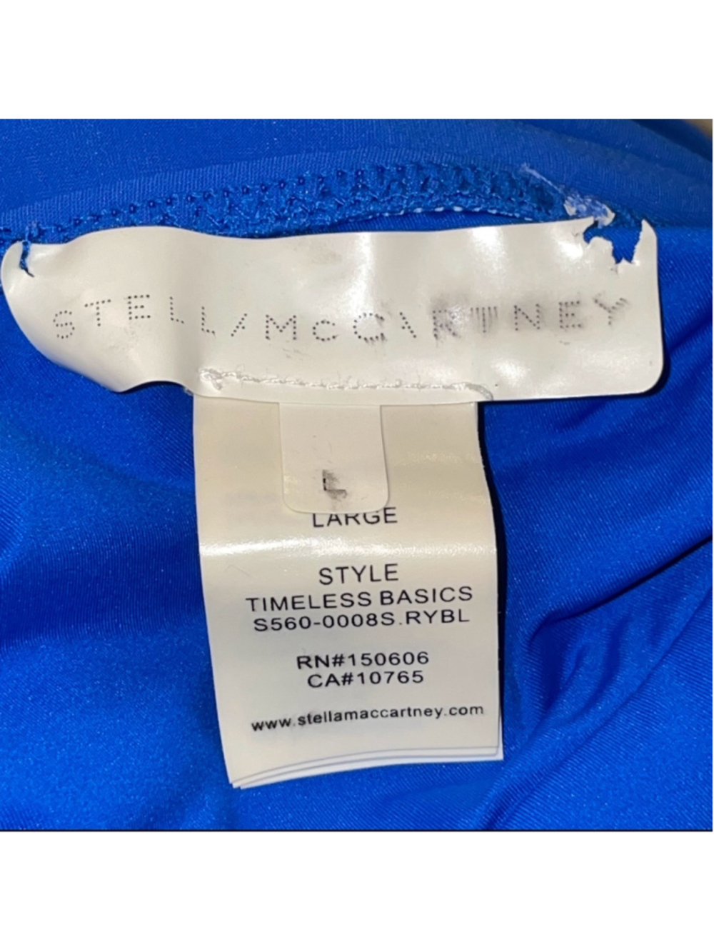 Stella McCartney Womens Size Large Timeless Basics Wrap One Piece Swimsuit Blue - Picture 8 of 14